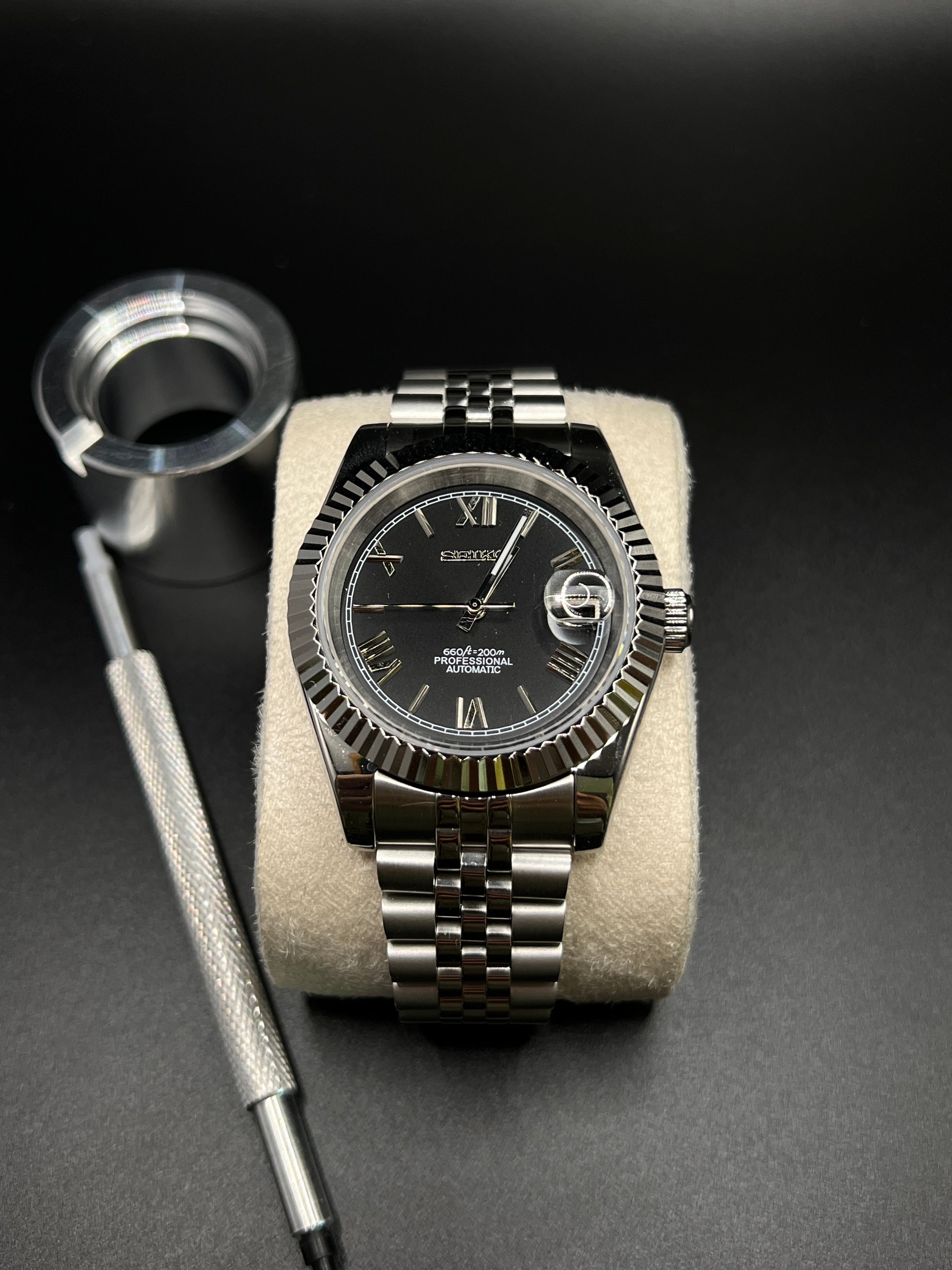 Datejust Jubilee Römisch Schwarz - Seiko Mod