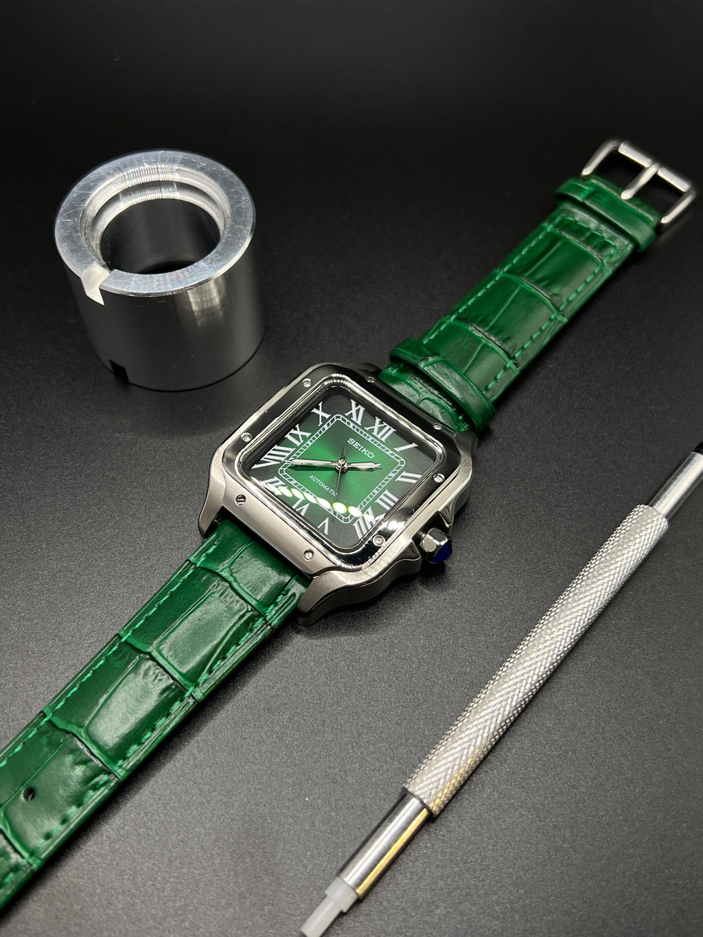 Santos 38 Olive Grün - Seiko Mod
