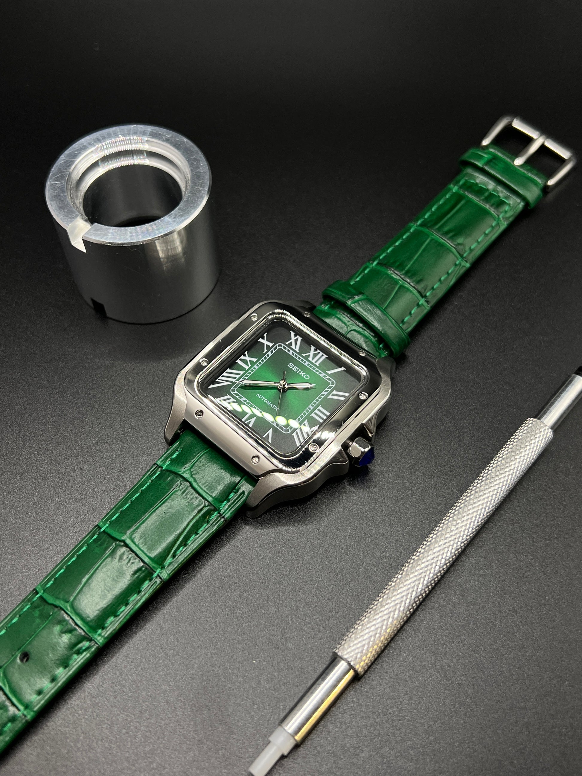 Santos 38 Olive Grün - Seiko Mod