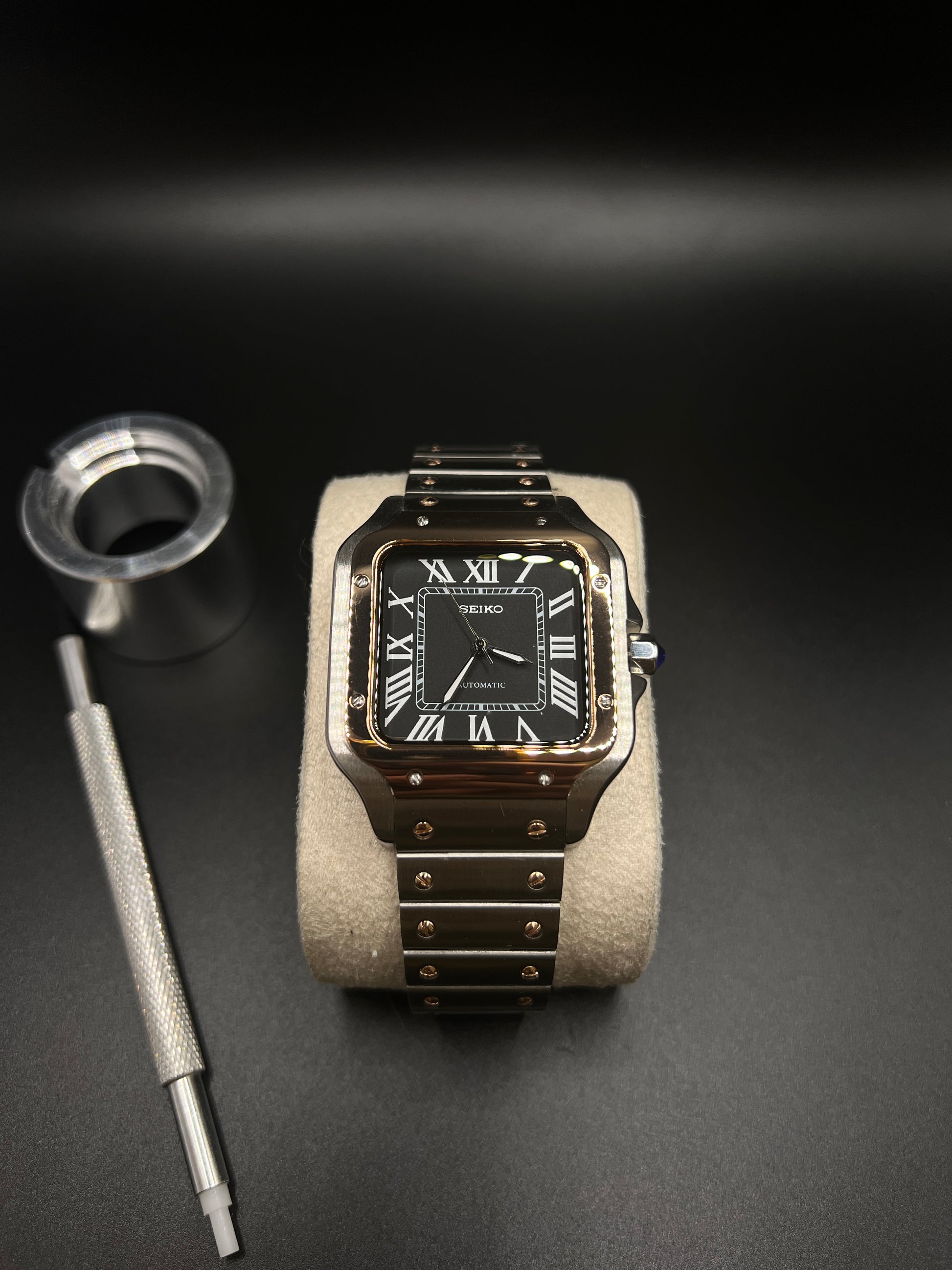 Santos 38 Gold/Schwarz - Seiko Mod