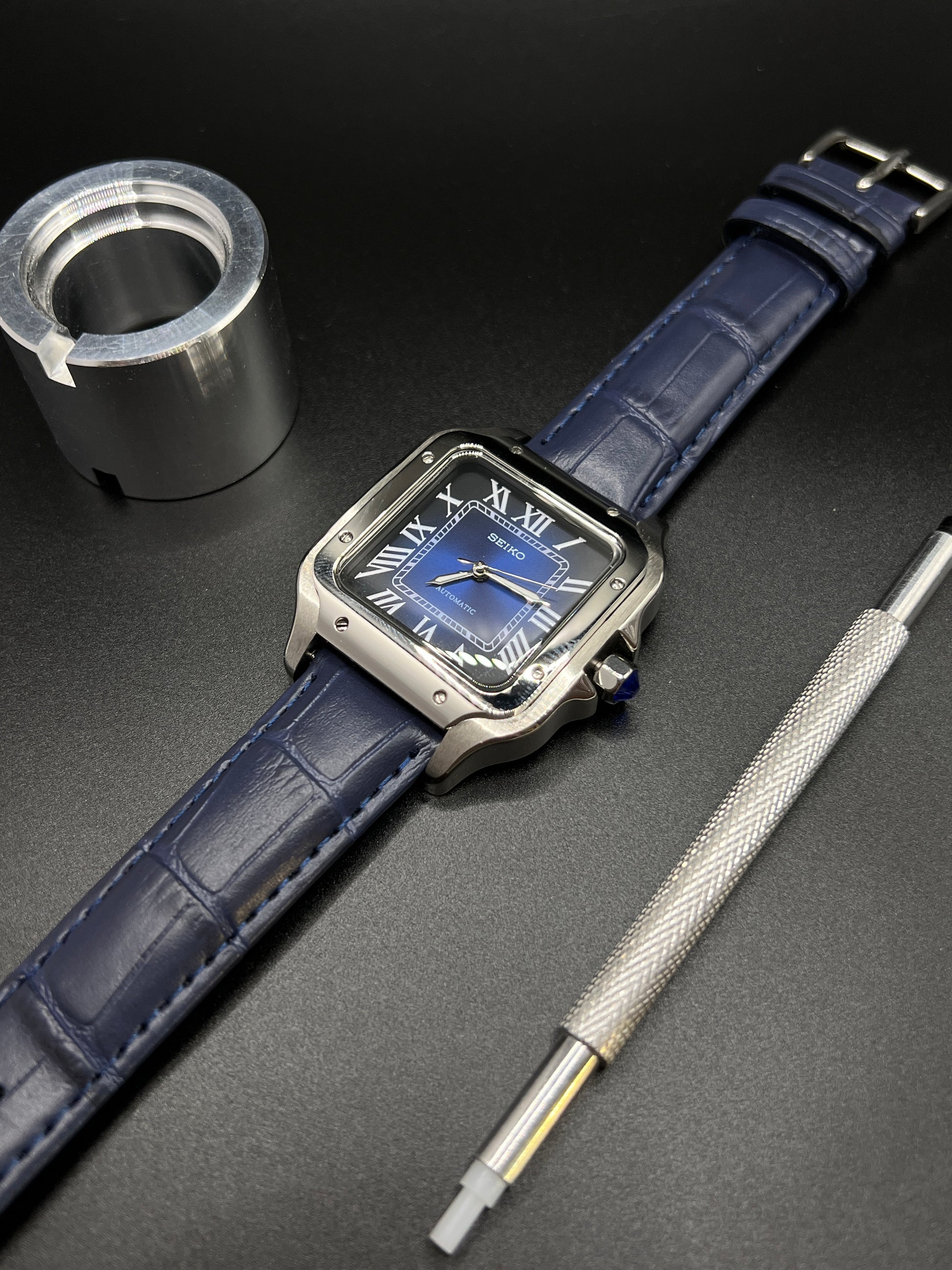 Santos 38 Navy Blau - Seiko Mod