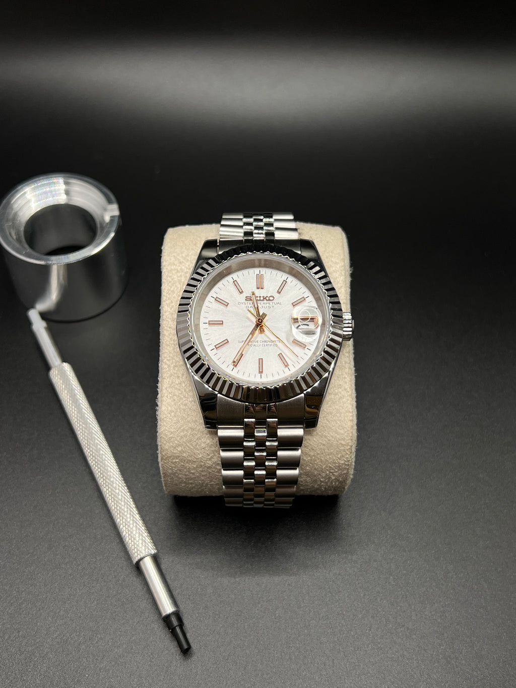 Datejust Jubilee Weiß/Gold Sunburst - Seiko Mod