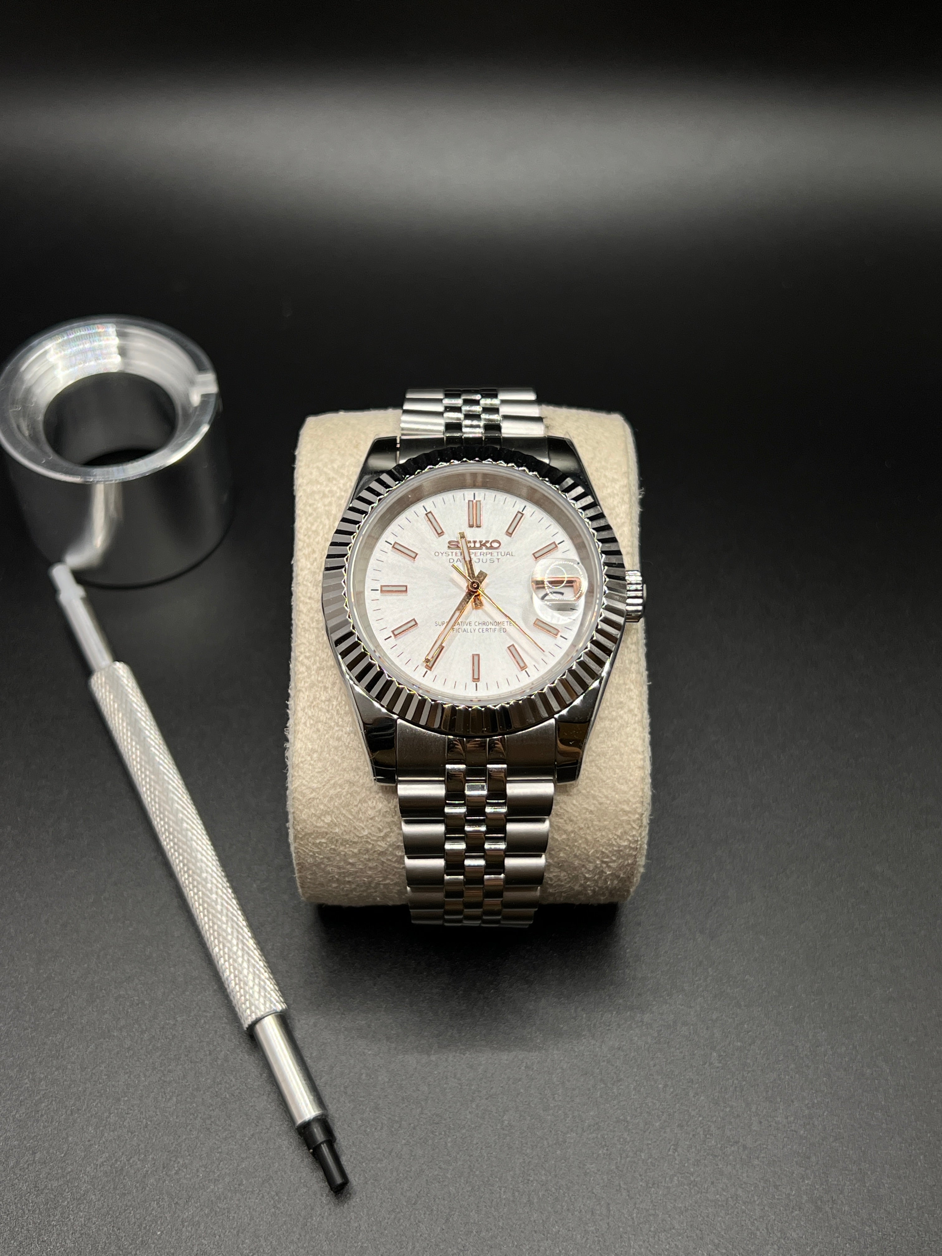 Datejust Jubilee Weiß/Gold Sunburst - Seiko Mod