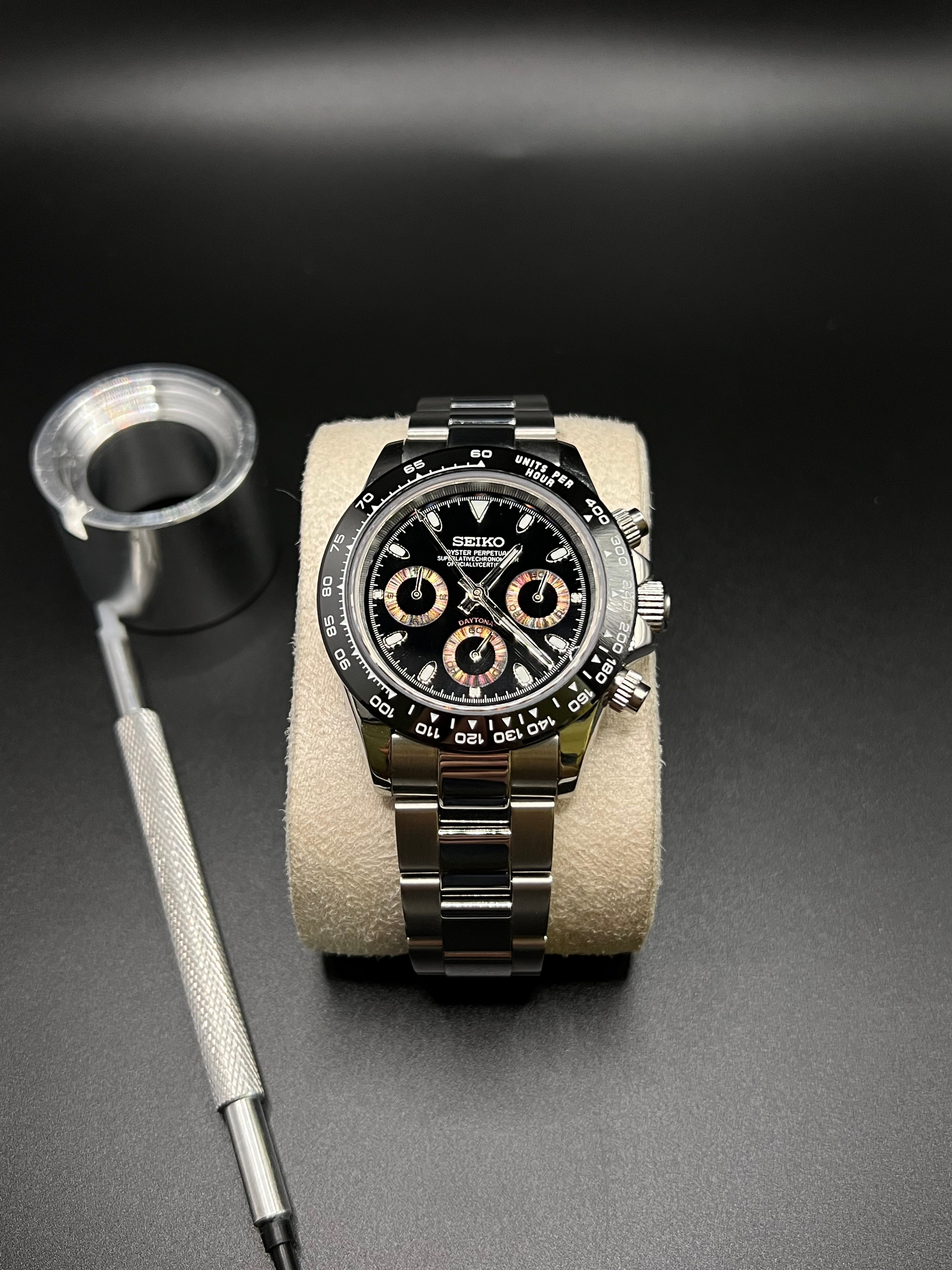 Daytona Stahl Schwarz - Seiko Mod