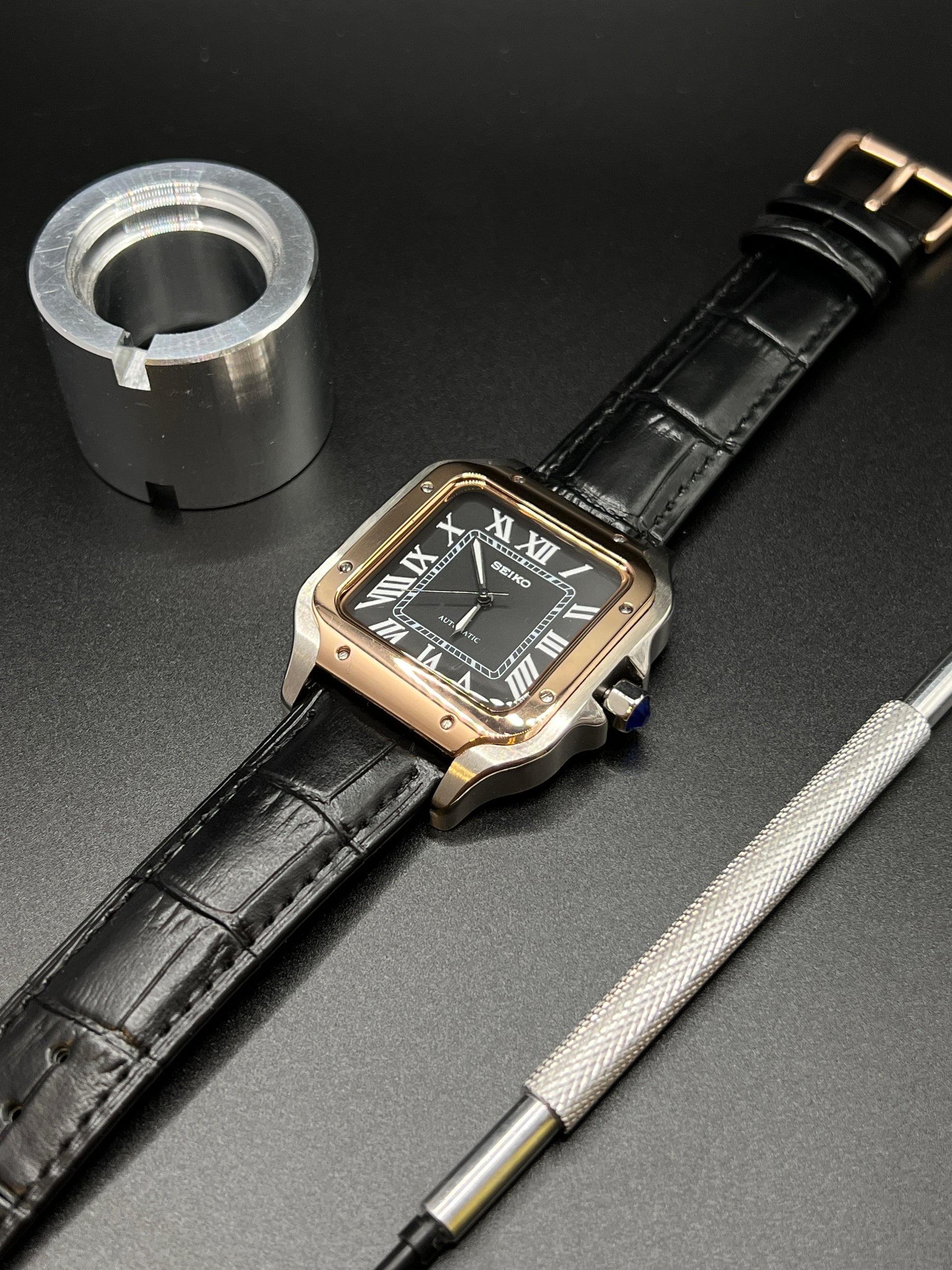 Santos 38 Gold/Schwarz - Seiko Mod