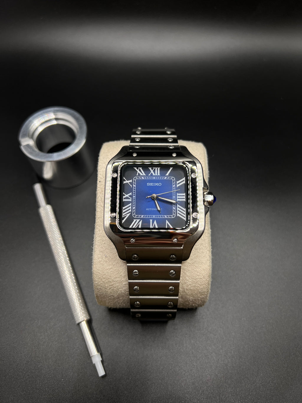 Santos 38 Navy Blau - Seiko Mod
