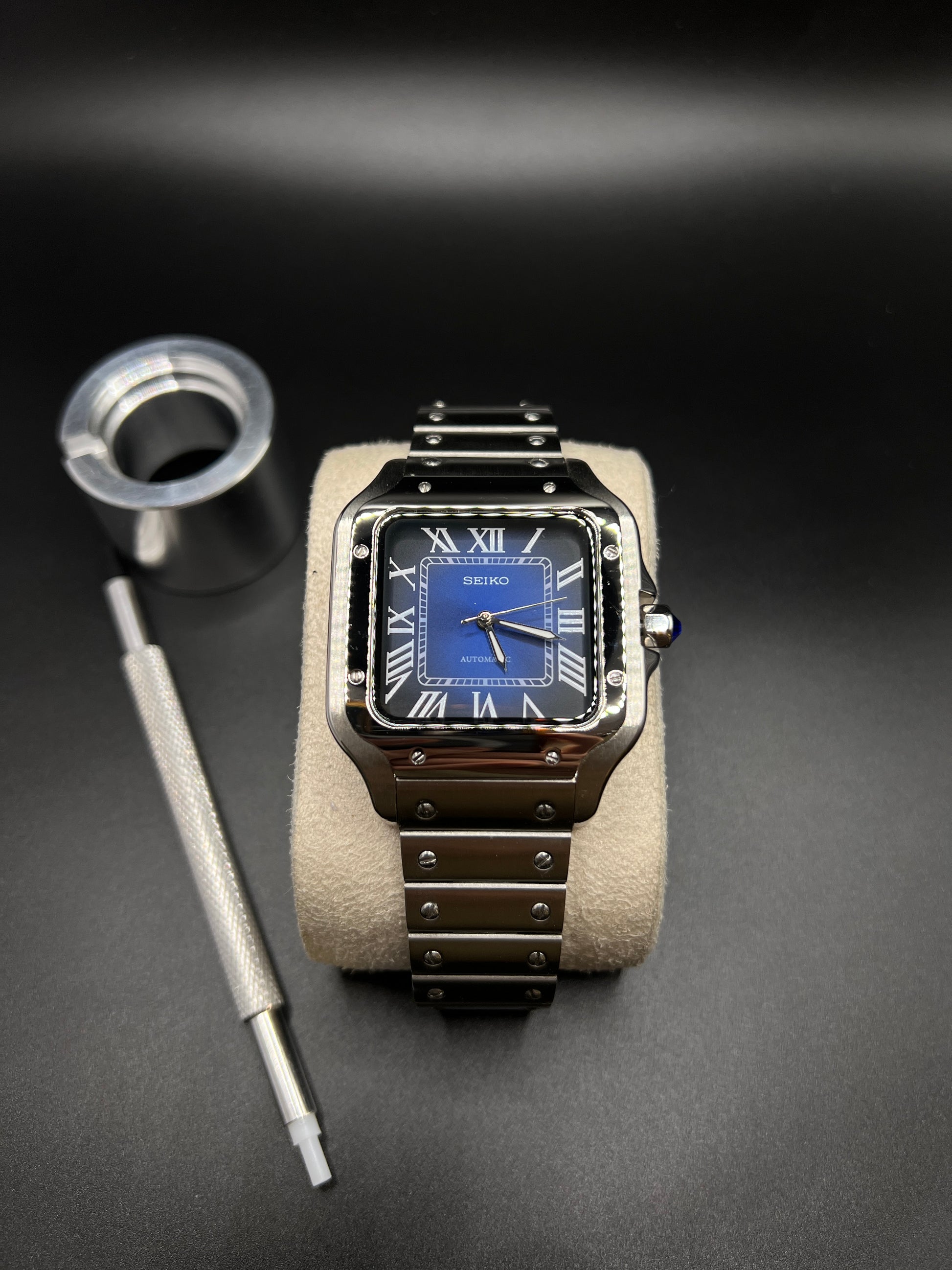 Santos 38 Navy Blau - Seiko Mod